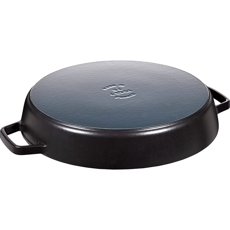 STAUB 두 개의 손잡이가 있는 주철 프라이팬 13인치 - 34cm 매트 블랙