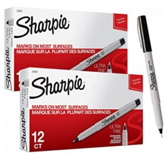 Sharpie 37001 영구 마커, 울트라 파인 포인트, 블랙, 24개