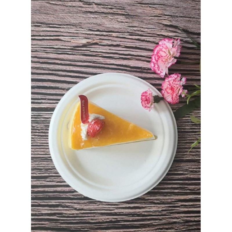 Lawei 슈퍼 리지드 종이접시 사탕수수로 만든 흰색 일회용 바개스 플레이트 200개 225 x 20mm