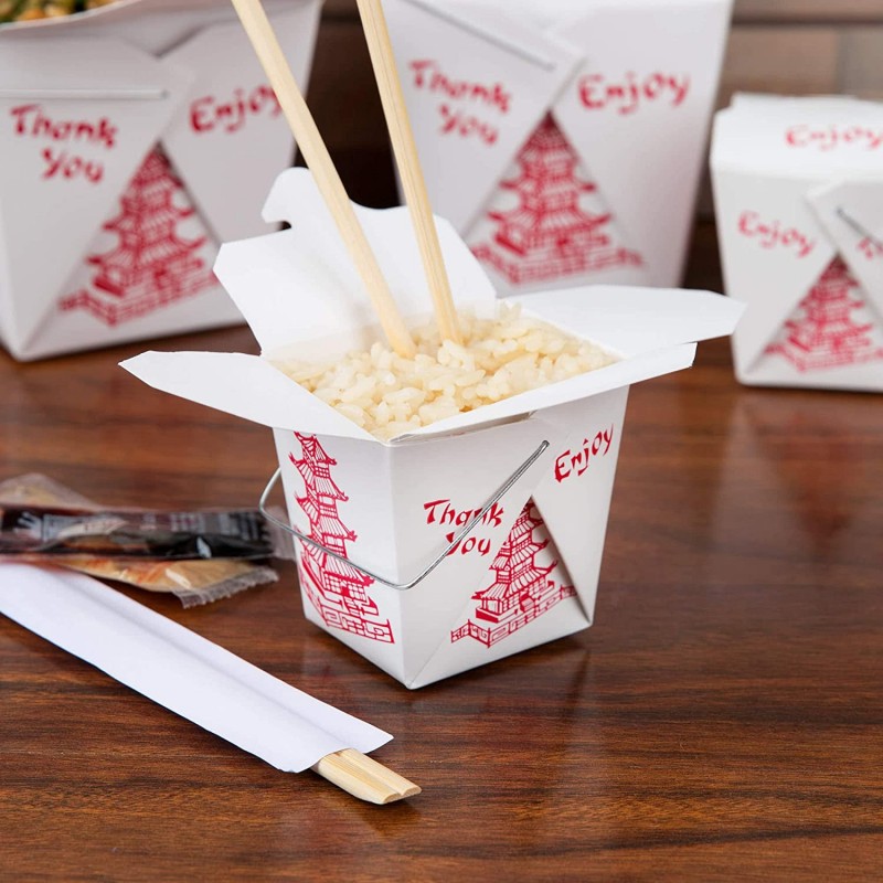 【32oz 20개】 Chinese Take Out Boxes/ 차이니즈 테이크 아웃 박스 pagoda 무늬 핸들 첨부 Placer
