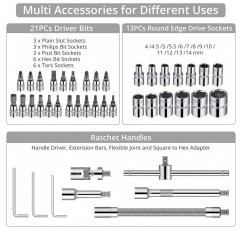 ESynic Professional 46Pcs 메트릭 소켓 래칫 렌치 세트 드라이버 비트 메트릭 세트