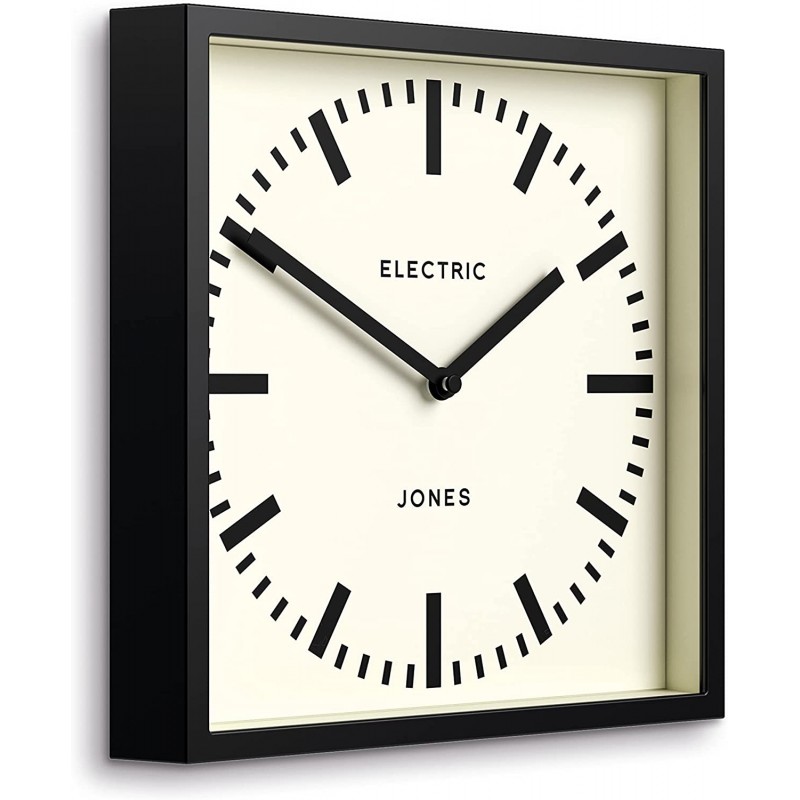 JONES CLOCKS 영국 레트로 사각 벽시계 Box Railway Dial 블랙