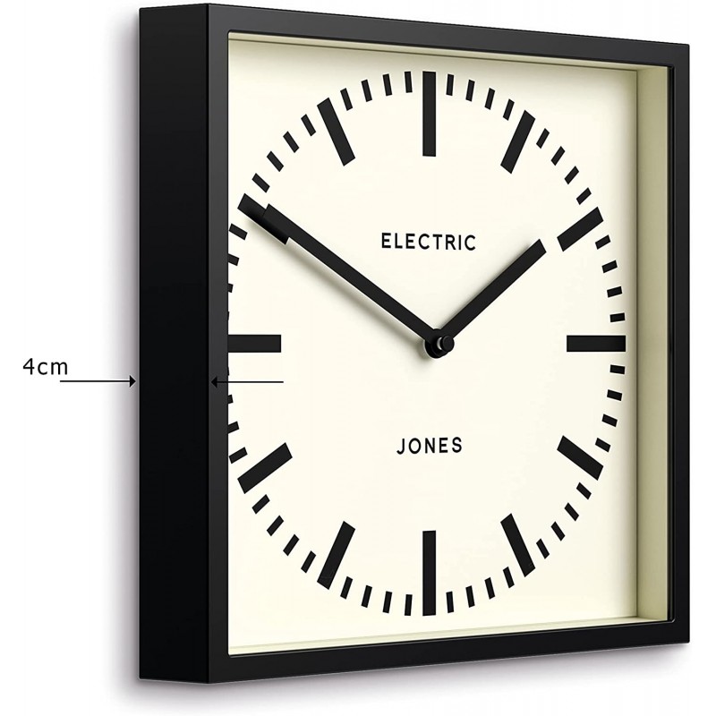 JONES CLOCKS 영국 레트로 사각 벽시계 Box Railway Dial 블랙