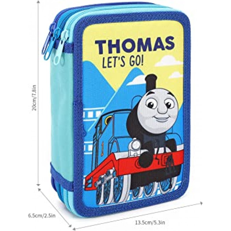 Thomas The Tank Engine 3 Tier 대형 연필 케이스 멀티 구획 학교 용품 문구 색칠 펜 연필 세트