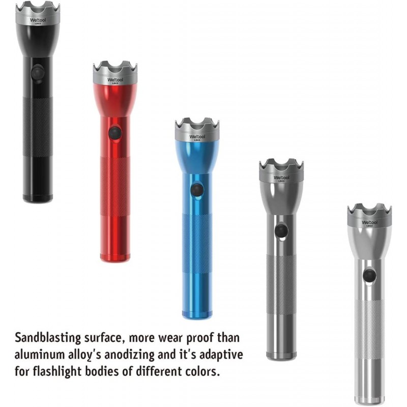 Weltool LB03 Maglite C 또는 D 손전등 스트라이크 베젤 블랙 셀 손전등 ML300L 및 ML300 LX LED