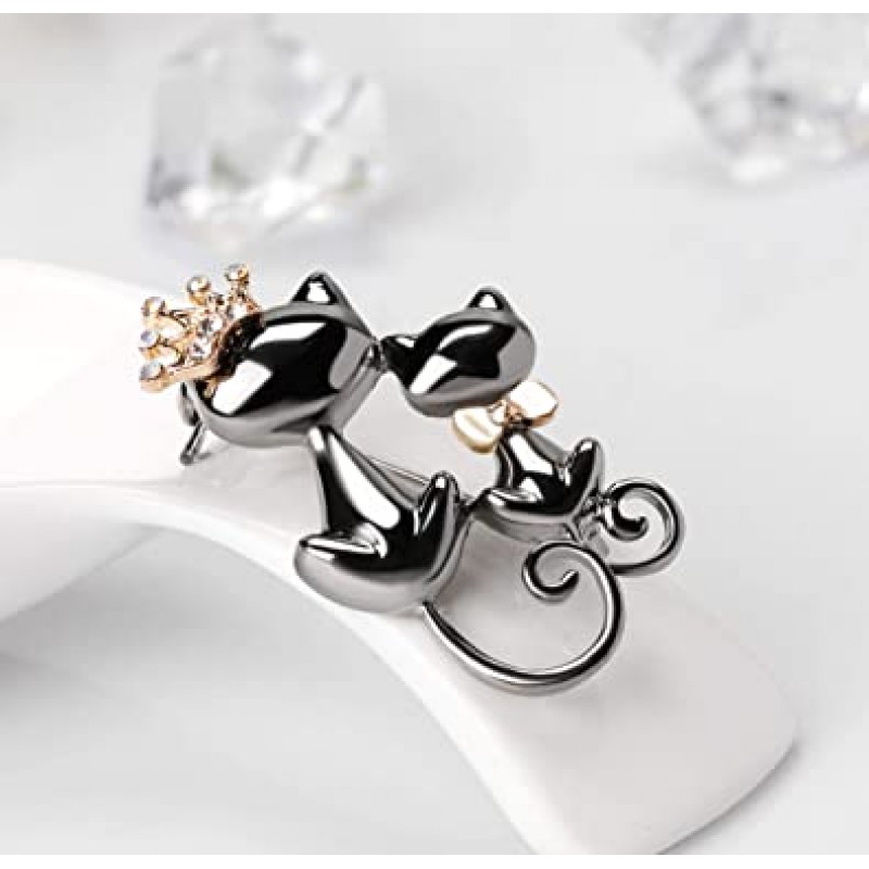 KristLand - 여성용 웨딩 및 신부 및 선물 상자를 위한 크리스탈이 있는 사랑스러운 동물 핀