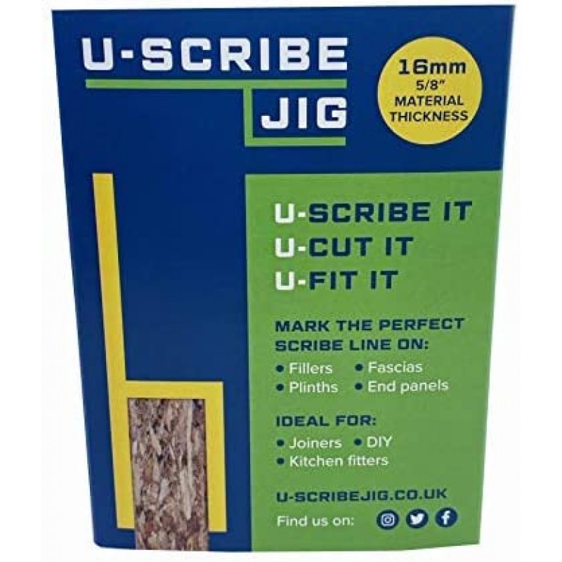 U-Scribe Jig 16mm(5/8인치) 3개 세트 - 정확한 스크라이브 라인 표시 목수 캐비닛 설치 가구 피팅 DIY용