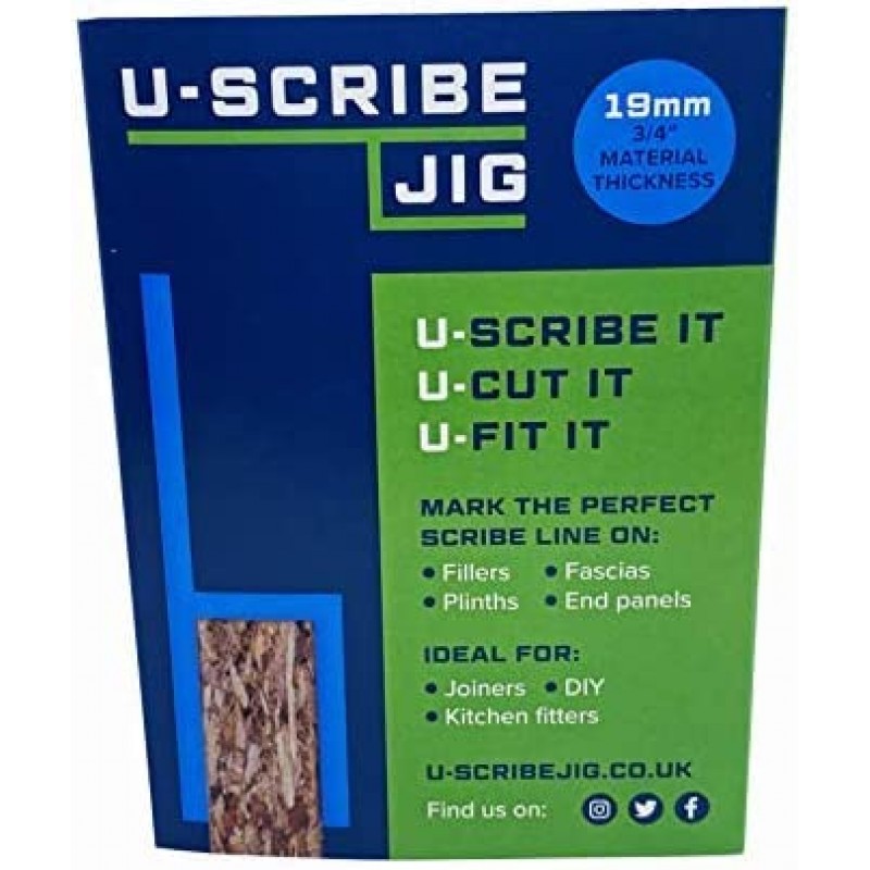 U-SCRIBE JIG 19MM (3/4) 3개 세트 - 필러 파시아스 패널 및 플린트의 프로 마크 퍼펙트 스크라이브 라인