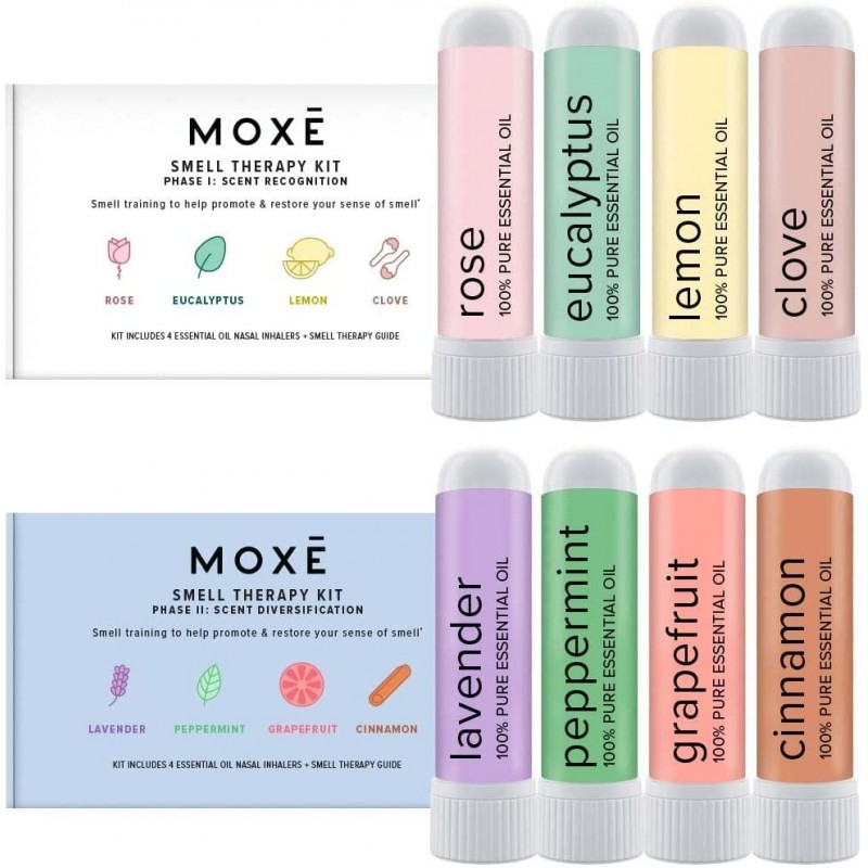 목스 MOXE 냄새 훈련 키트, 미국산, 8가지 에센셜 오일(1단계 및 2단계 번들)