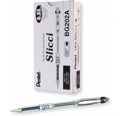 Pentel Arts Slicci 0.25mm 엑스트라 파인 젤 펜, 검정 잉크, 12개 상자(BG202-A)