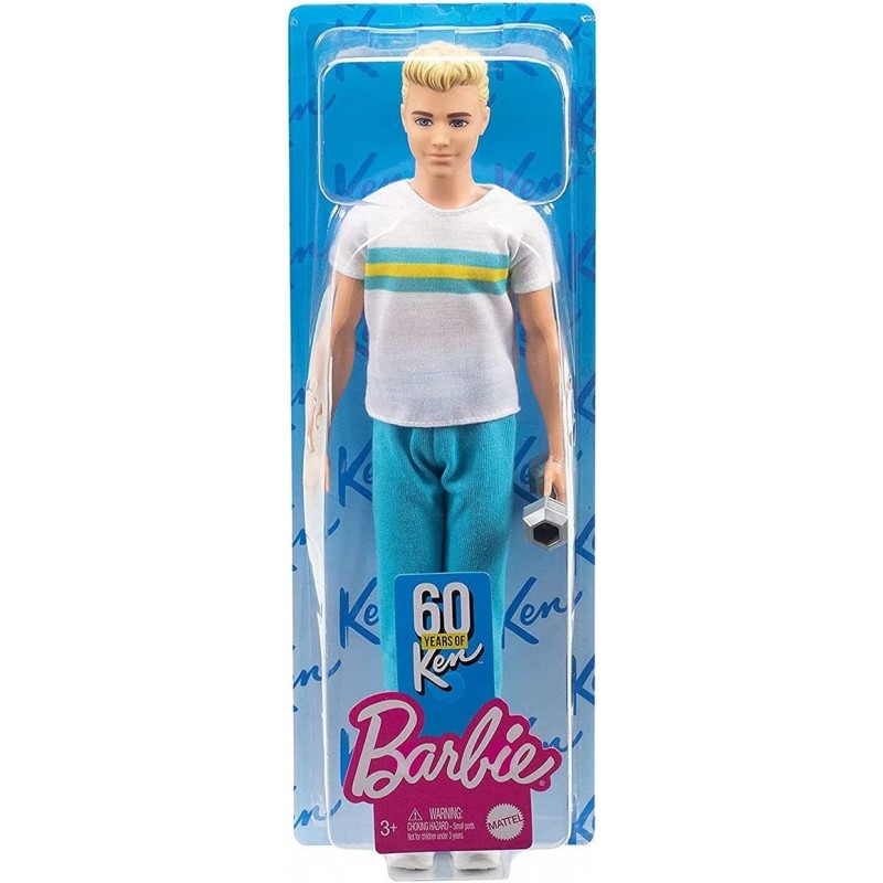 Barbie Ken 60주년 기념 인형 2 티셔츠, 애슬레저 팬츠와 후퇴 레트로 운동 룩