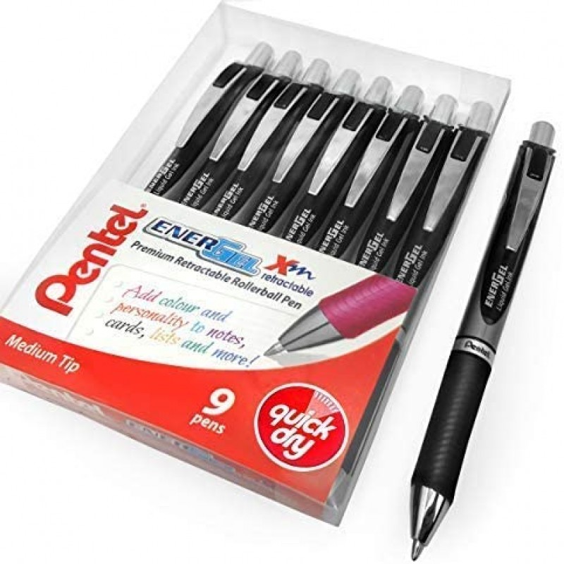 Pentel  에너젤 BL80 1.0mm 개폐식 젤 잉크 펜 - 블랙(9개 팩)