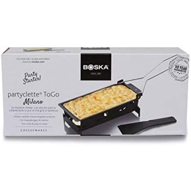 Boska Raclette 그릴 세트 밀라노 - Partyclette To Go 세트 - 치즈, 육류, 생선 및 야채에 적합-온도 조절 및 식기세척기 안전