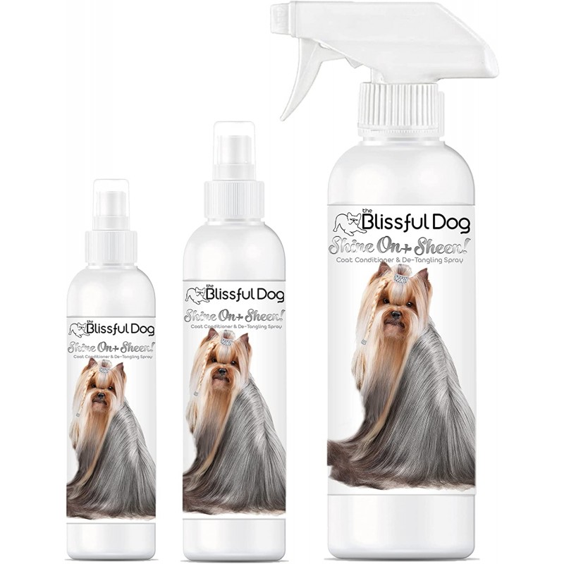 The Blissful Dog Shine-On + Sheen Coat Spray, 올 내추럴, 리브인 컨디셔너, 8온스/ 237ml