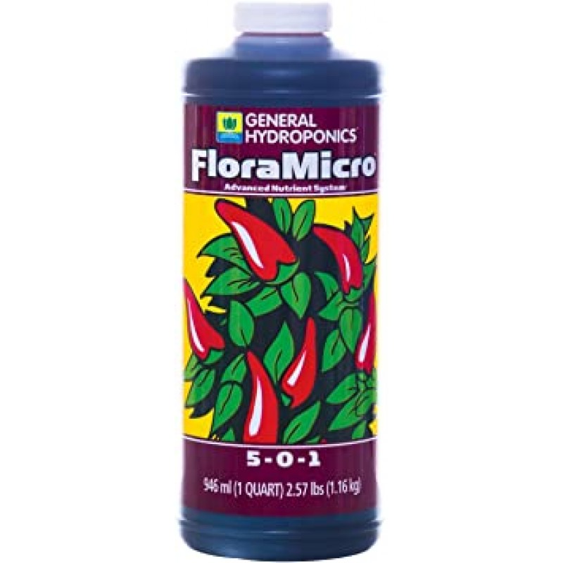 일반 수경 재배 Flora 시리즈: FloraMicro, FloraBloom, FloraGro - 3액형 수경 재배 영양 시스템, 1 qt. 병