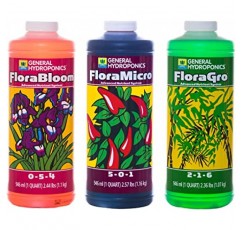 일반 수경 재배 Flora 시리즈: FloraMicro, FloraBloom, FloraGro - 3액형 수경 재배 영양 시스템, 1 qt. 병