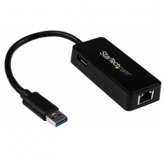 StarTech.com USB 3.0 - 기가비트 이더넷 LAN 어댑터 블랙 USB 포트가 있는 USB31000SPTB