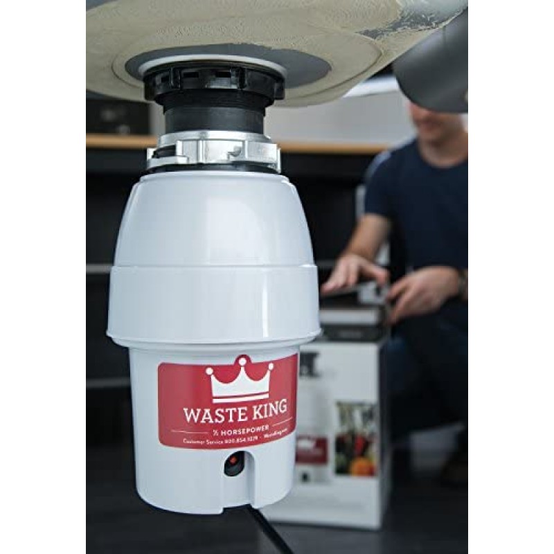 Waste King 레전드 시리즈 1/2 HP 전원 코드로 연속 공급 쓰레기 처리(L-2600) 1개