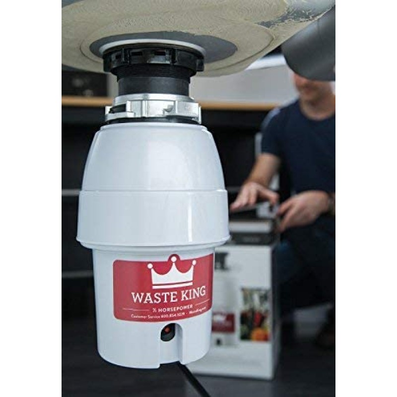 Waste King 레전드 시리즈 1/2 HP 전원 코드로 연속 공급 쓰레기 처리(L-2600) 1개