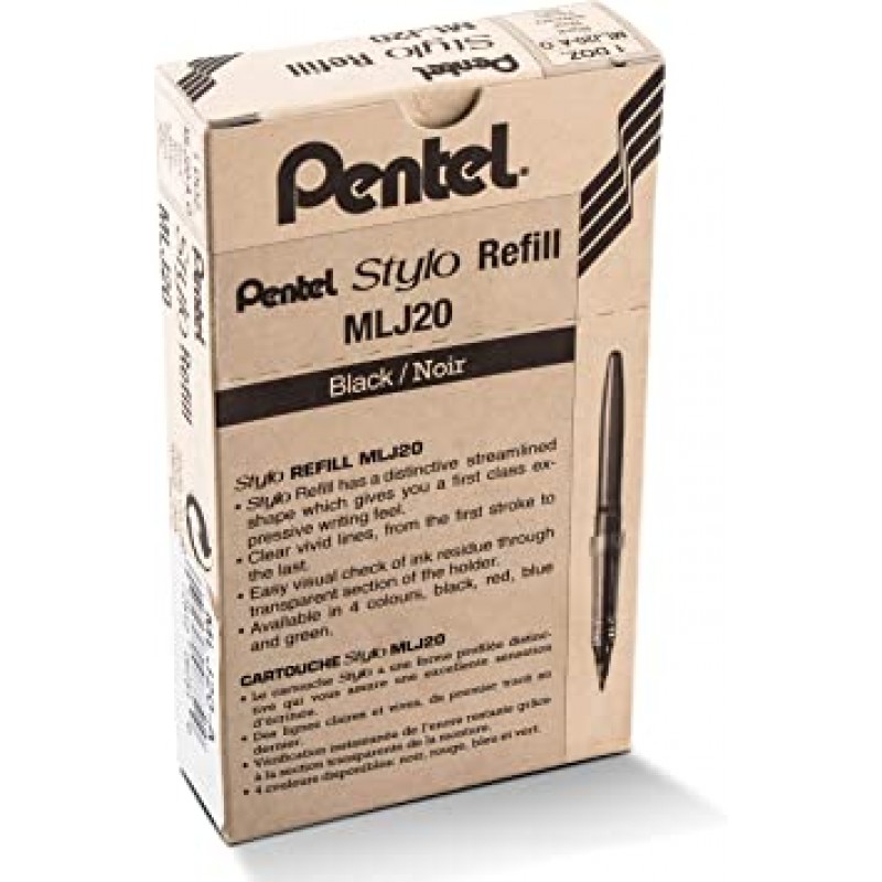 펜텔 Pentel Arts Tradio Stylo 스케치 펜 리필 블랙, 12개 박스