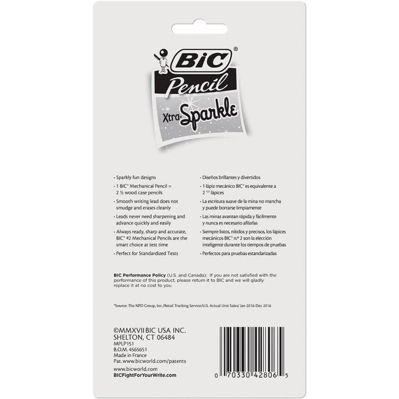 BIC Xtra-Sparkle 샤프 펜슬, 미디엄 포인트(0.7mm), 다채로운 배럴이 있는 재미있는 디자인, 15개