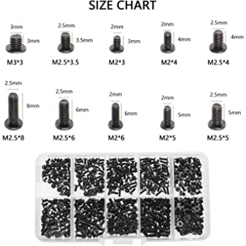 500pcs M2 M2.5 M3 노트북 PC 용 나사 HDD M.2 SSD 고정용 평 나사