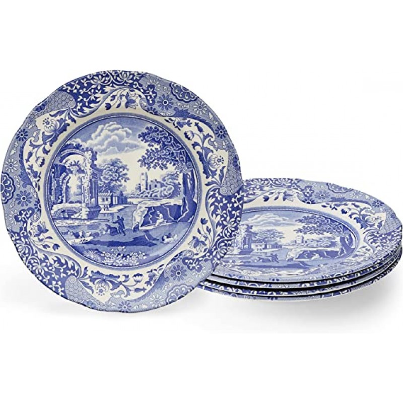 Spode 스포드 블루 이탈리안 런치 플레이트 4개 세트
