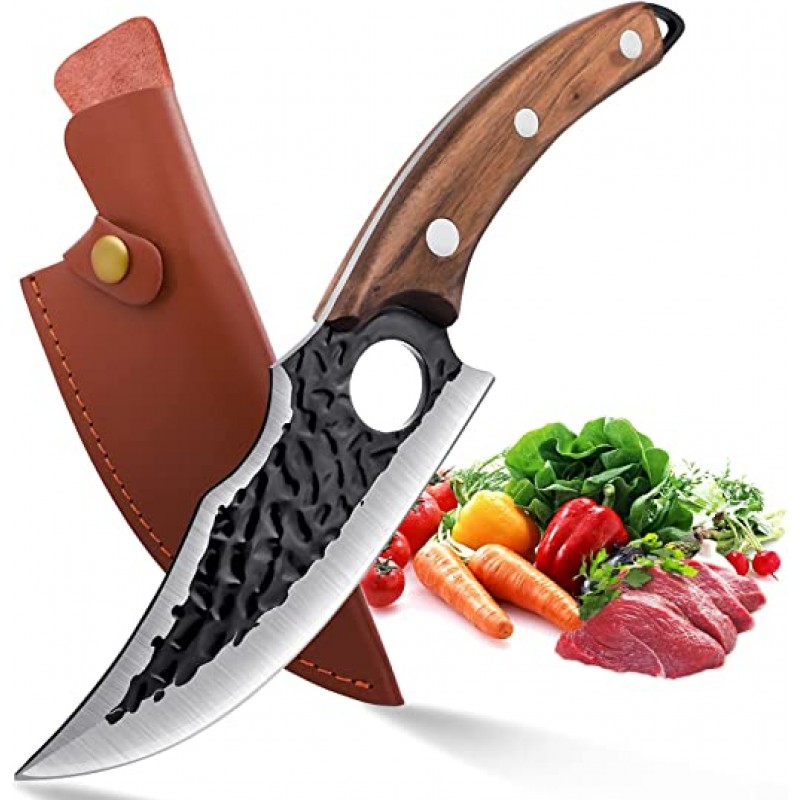 DRAGON RIOT- 업그레이드 된 Huusk 주방 요리사 칼 칼집이있는 바이킹 나이프 일본 단조 및 야외 캠핑 바베큐 나이프
