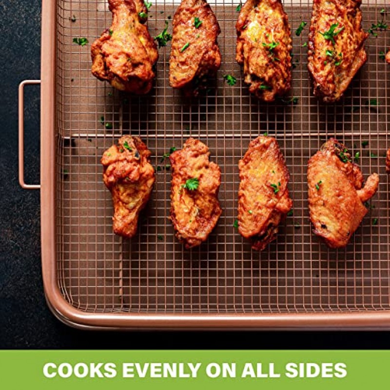 Gotham Steel Pro 붙지 않는 크리스퍼 트레이 티타늄 세라믹 높은 에어 프라이 베이킹 트레이 XL  - 2피스 세트