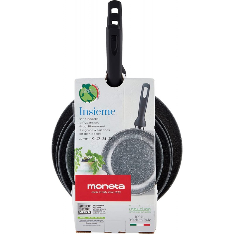 Moneta 모네타 팬 세트 18/22/24/28cm 알루미늄 논스틱 코팅 인덕션