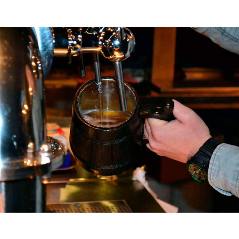 마이팬시크래프트 MyFancyCraft 우드 맥주 머그잔 상자 스테인레스 스틸 컵 남성 기념품 수제 레트로 브라운