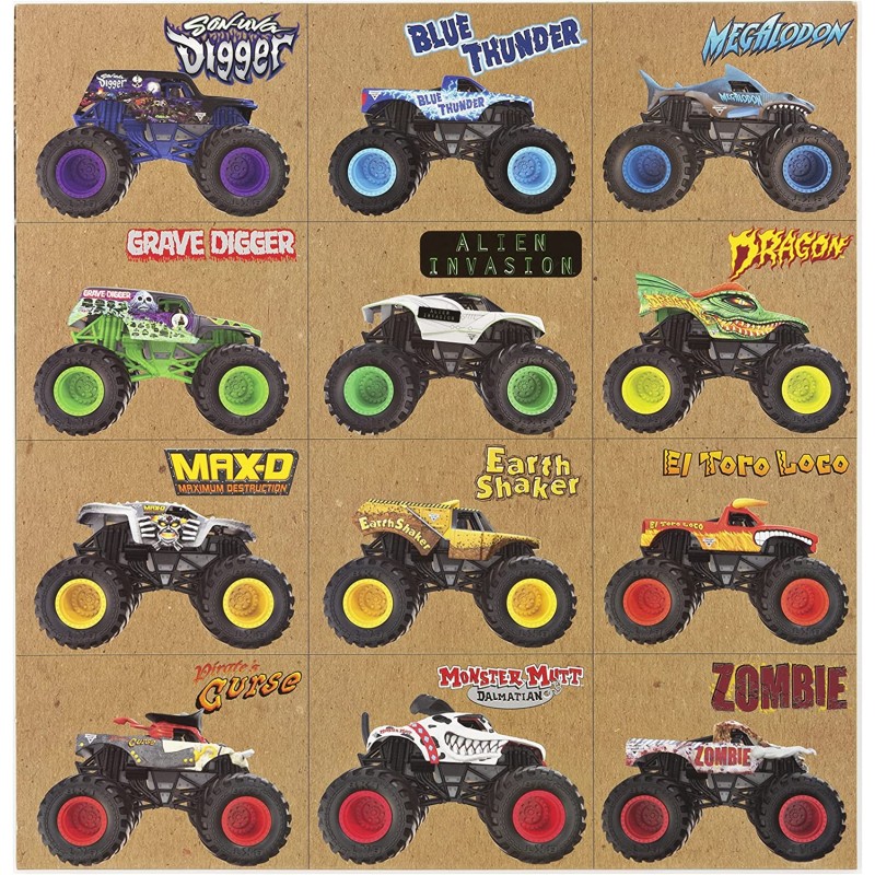 몬스터잼 Monster Jam 공식 1:64 스케일 다이캐스트 몬스터 트럭 12팩, 아마존 독점