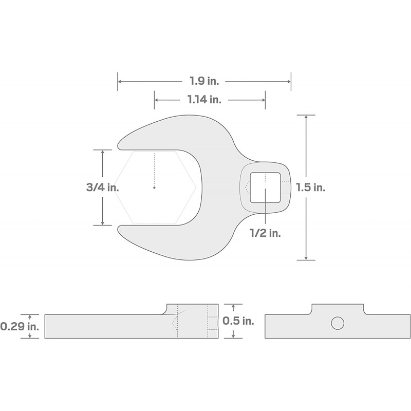 텍톤 TEKTON 1/2인치 드라이브 x 3/4인치 크로우풋 렌치 - 미국산 - WCF23019