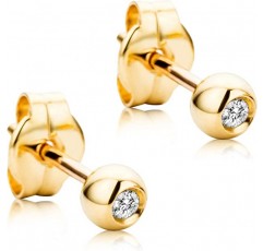 Orovi 여성용 귀걸이 다이아몬드 솔리테어 이어링 옐로우 골드 18캐럿(750) 브릴리언트 0.04캐럿