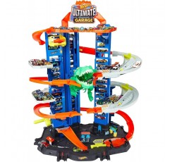 Hot Wheels 핫휠 시티 얼티밋 차고 - 자동차 2대가 있는 다단계 트랙 플레이 세트 - 1:64 스케일 자동차 100대 이상 보관 - 3세 이상 어린이를 위한 선물