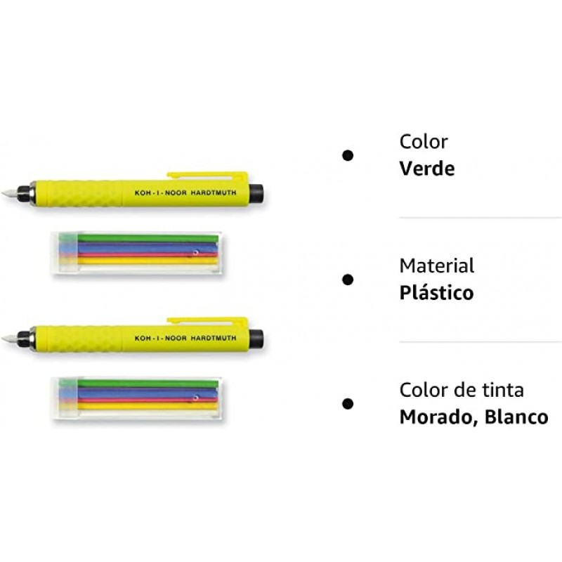 Koh-I-Noor S128 테일러 초크 홀더 세트 멀티컬러 2개 세트 - 2개의 펜과 6개의 교체용 심