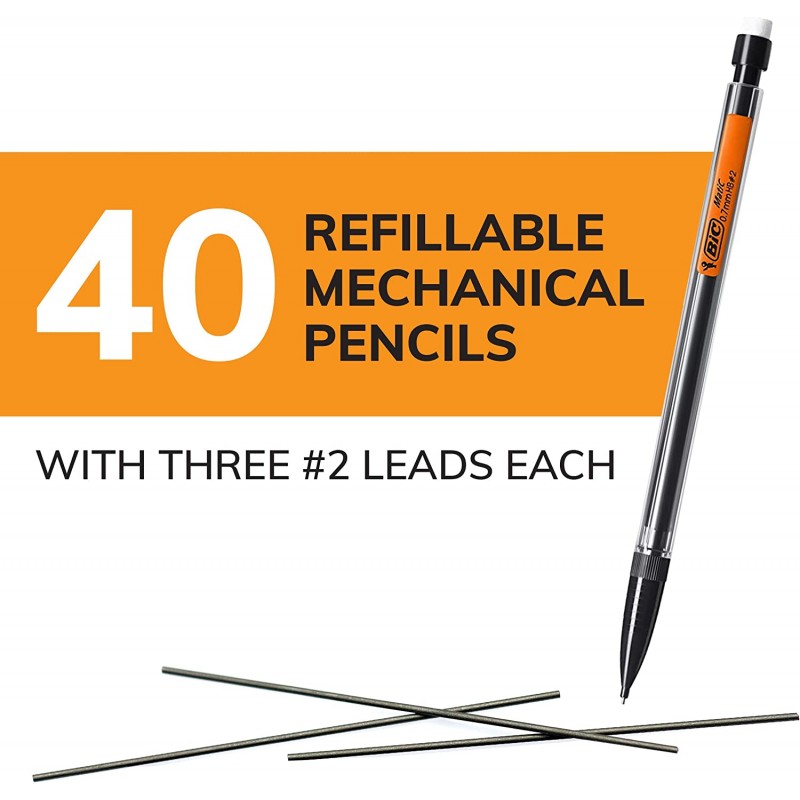 BIC 지우개가 있는 매우 부드러운 샤프 펜슬, 중간 지점(0.7mm)