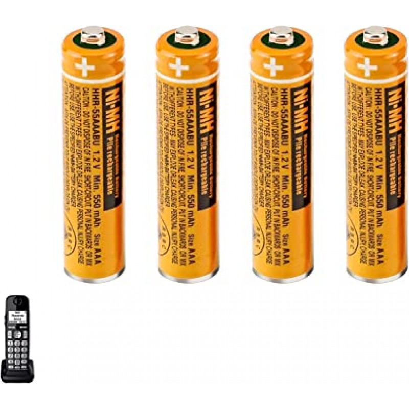 4PCS NI-MH AAA 충전식 배터리 파나소닉 무선 전화용 1.2V 550mAh 배터리 HHR-55AAABU 교체 배터리