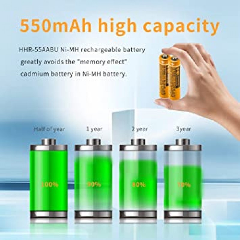 4PCS NI-MH AAA 충전식 배터리 파나소닉 무선 전화용 1.2V 550mAh 배터리 HHR-55AAABU 교체 배터리