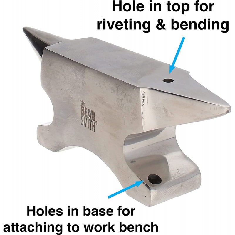 The Beadsmith 듀얼 엔드 경음기 앤빌 미니 크기 2.5 x 1.5인치 118mm 팁 대 팁 13.11oz/0.82lbs – 솔리드 스틸 – 플랫 경음기 및 라운드 경음기 –