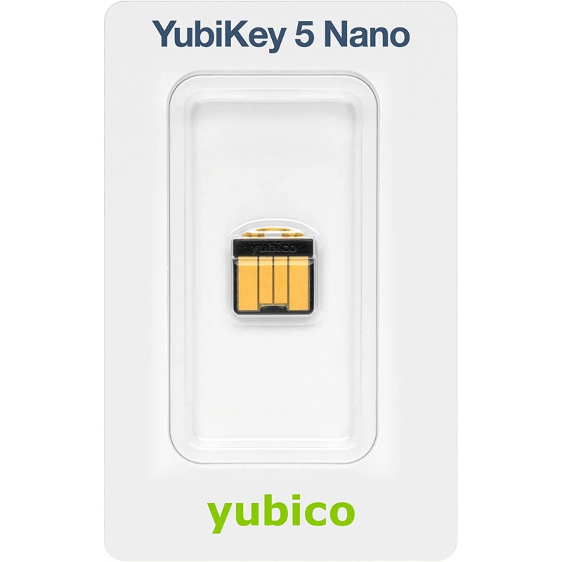 Yubico YubiKey 5 나노 2단계 USB 보안키 USB-A 포트에 적합 FIDO 인증 온라인 계정보호