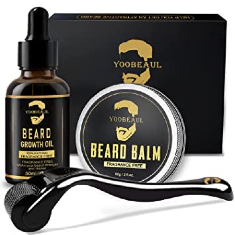 수염 성장 키트, 수염 더마 롤러+수염 오일&수염 밤, 수염 롤러 키트