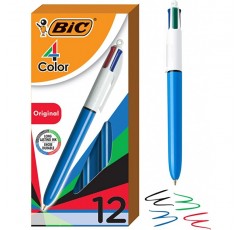 BIC 오리지널 리트랙터블 볼펜 4색 미디엄 포인트(1.0mm) 12개 팩