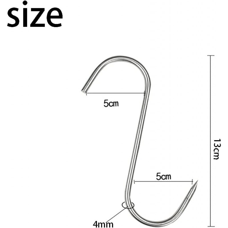 스테인리스 고기 S자형 후크 정육점 후크(13cm, 20개)