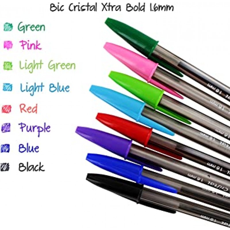 BIC Cristal Xtra Bold 스틱 볼펜, 1.6mm, 볼드 포인트, 다양한 색상, 24개 팩