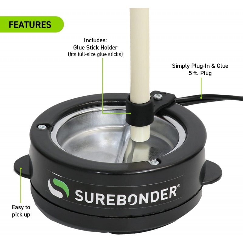 슈어본더 Surebonder 805 4인치 직경 접착제 프라이팬, 검정