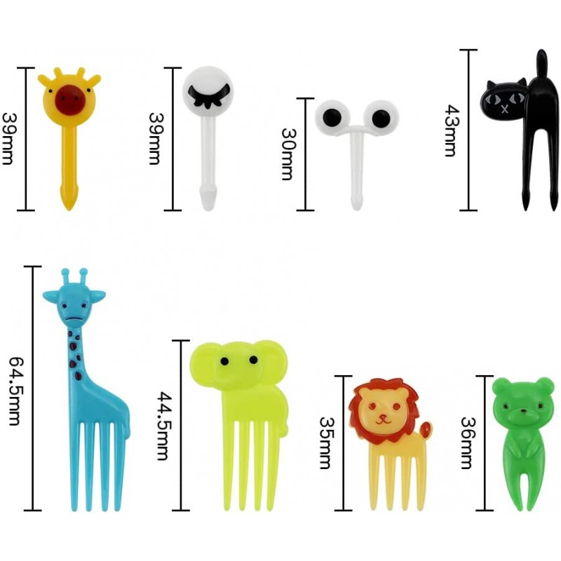 KingYH 46 조각 동물 과일 포크 만화 과일 포크 디저트 파티용품 어린이용