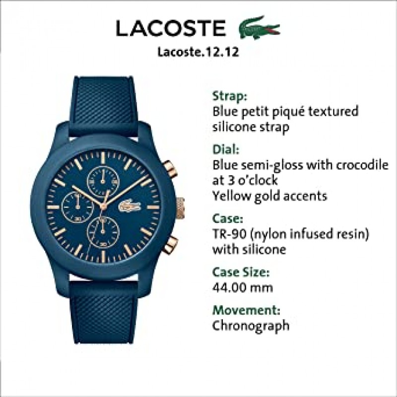 Lacoste 라코스테 12.12 아날로그 디스플레이 일본 쿼츠 크로노그래프 시계