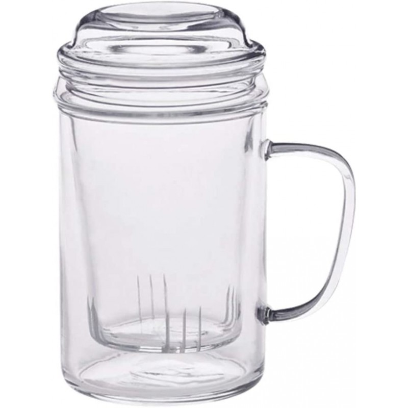 RIMTAE 유리 머그컵 찻잔 뚜껑 포함 400ml (적정 350ml) 1개