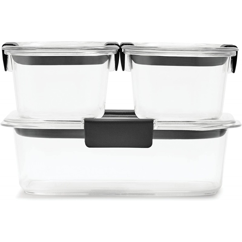 Rubbermaid 러버메이드 뚜껑이 있는 누수 방지 밀폐 식품 보관 용기, 3개 세트(6개)